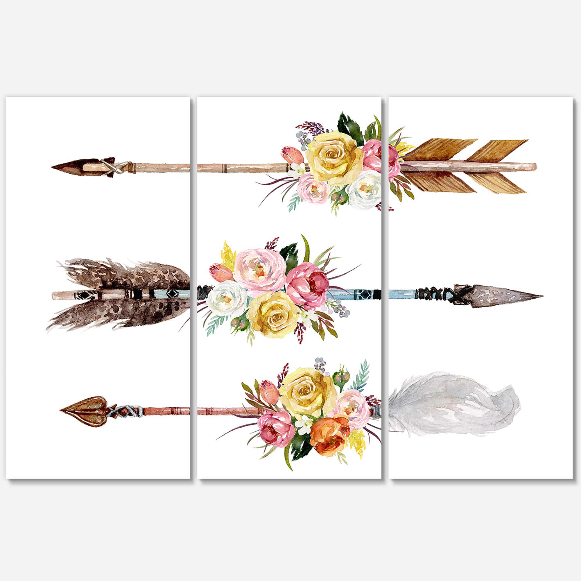 Designart - Ethnic Feathers and Flowers On Native Arrows II